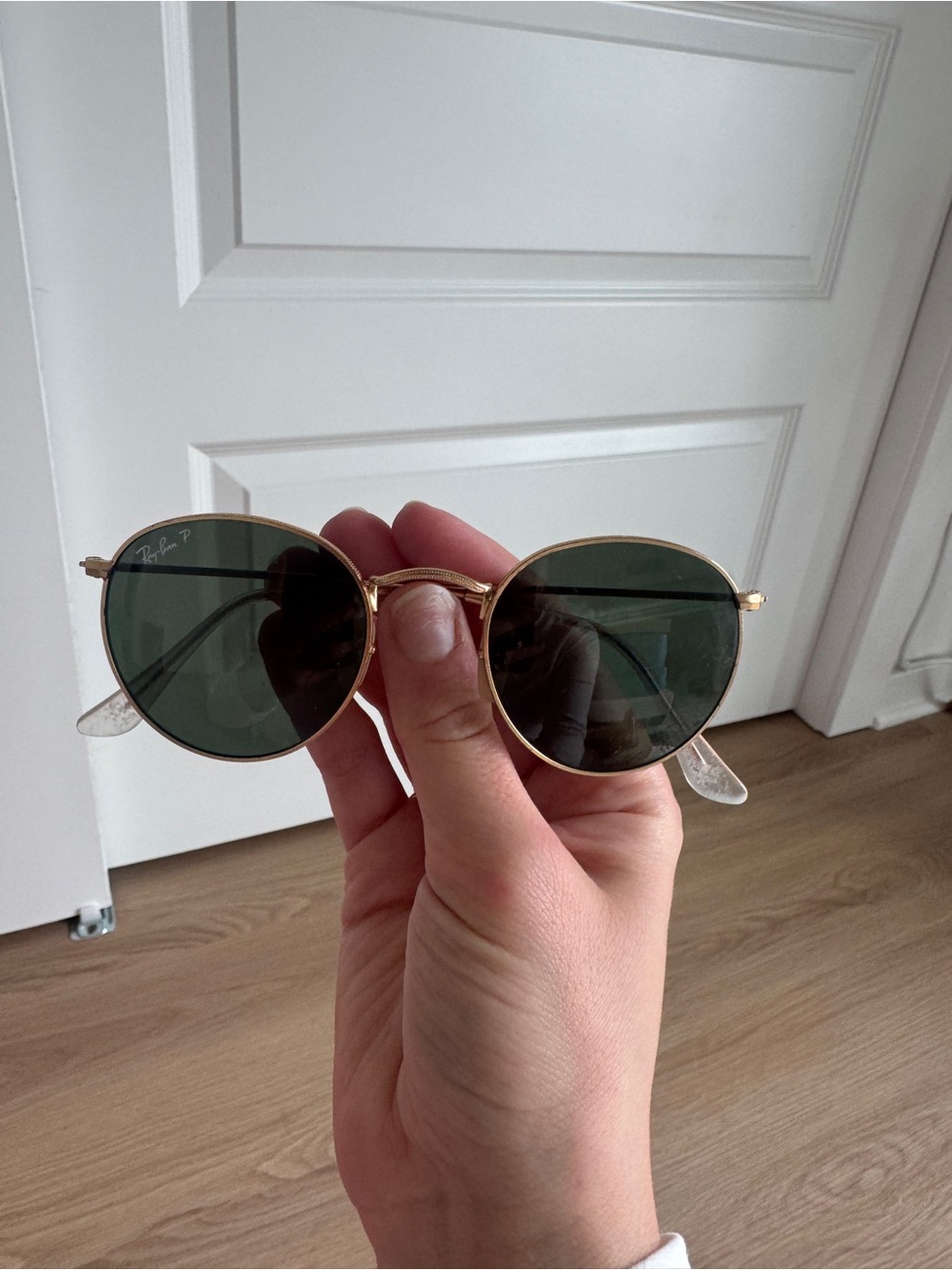 Ray-Ban Gold Frame Sunglasses with Green Lenses